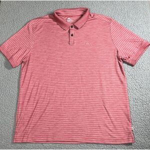Tommy Bahama Polo Shirt Mens XL Red Striped Short‎ Sleeve Golf Beach Dad Resort